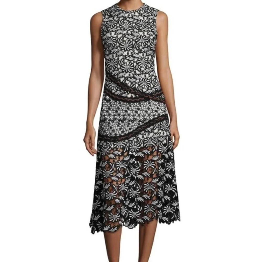Self-Portrait Antoinette Mixed Lace Midi Dress